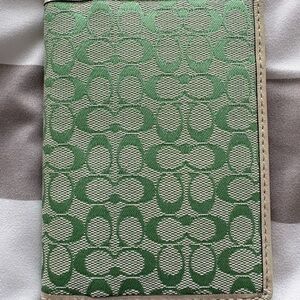 COACH Green/Tan Patterned Passport Holder